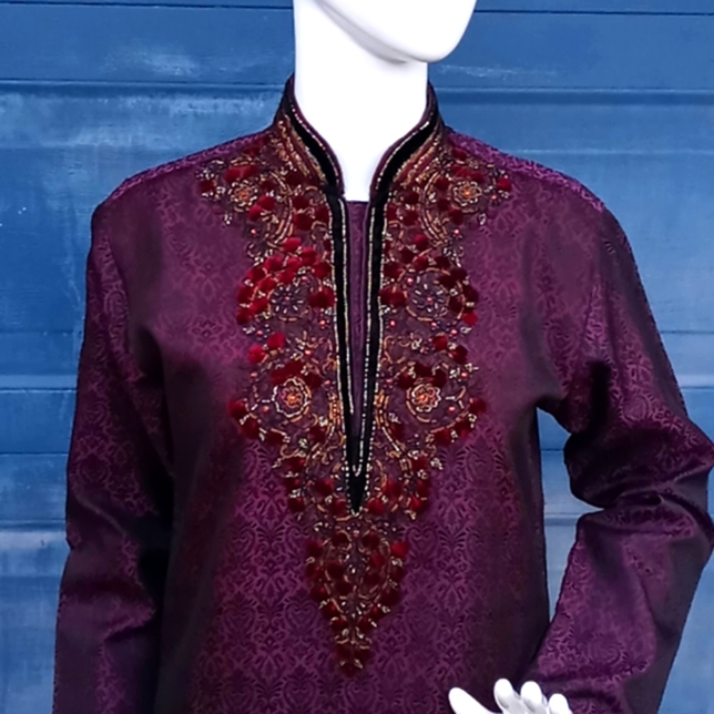 Purple Dupion Youth Silk Ready made Kurta (16)